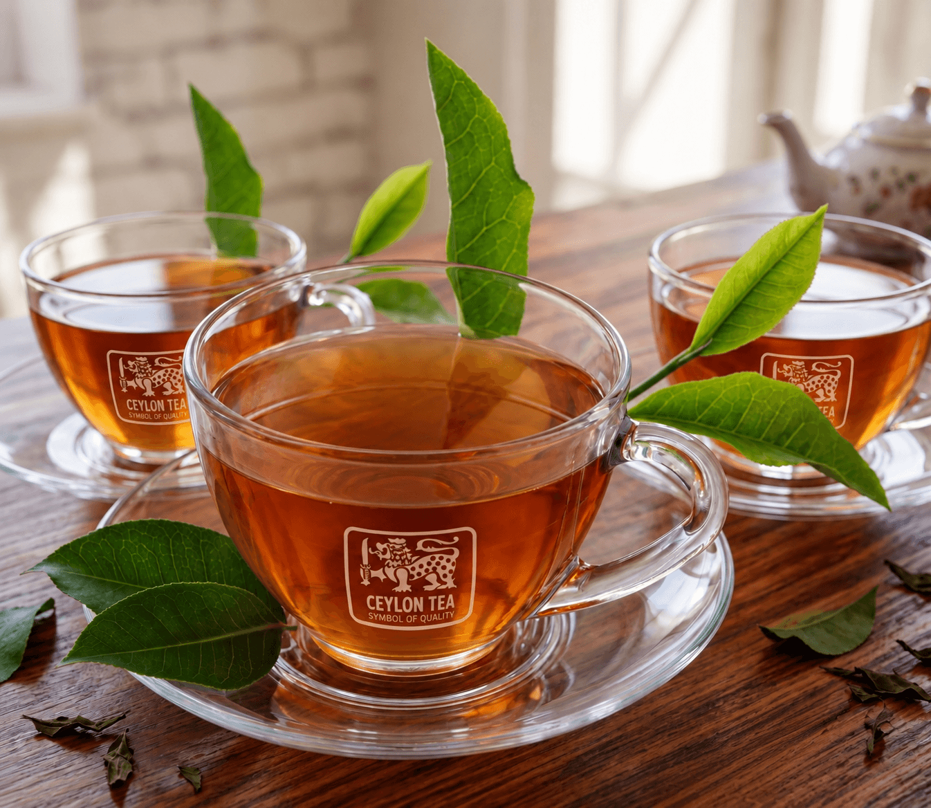 A freshly brewed cup of Ceylon tea
